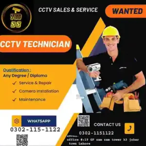 cctv camera Technion job in Lahore